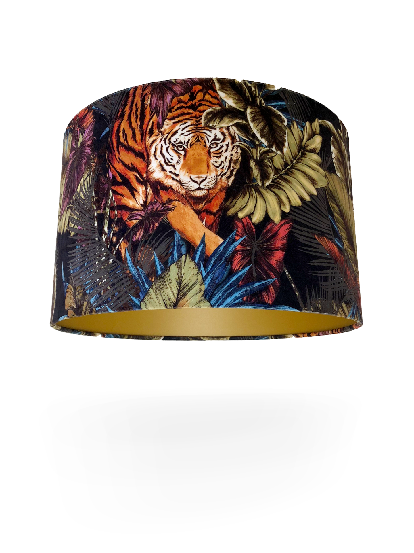 Loti's Lampshades tiger with gold inner lampshade